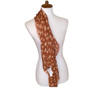 Madewell Leopard Print Scarf Wrap Shawl 100% Modal Rust Tan Fringe 42” NWT
